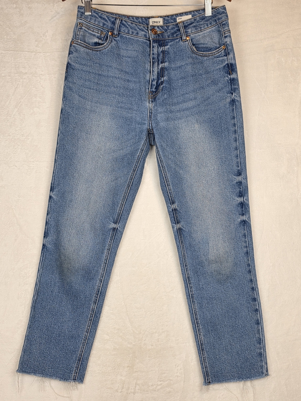 ONLY Erin High Waisted Straight Jeans Womens 30x32 Altered Hem Light Wash